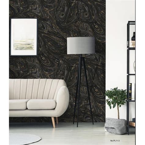 Jual Wallpaper Dinding Korea Marmer Granit Abstrak Abu Cream Hitam M