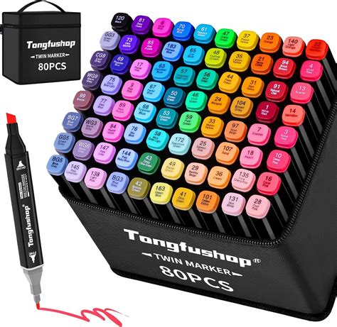 Tongfushop 80 2 Couleurs Feutre A Alcool Set Feutres Coloriage Adulte