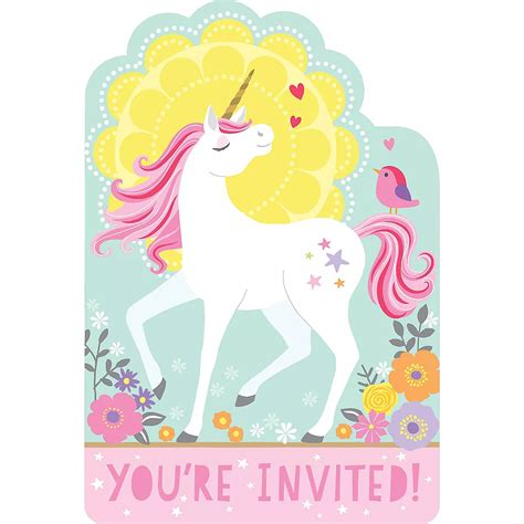 Magical Unicorn Invitations 8ct Party City Canada