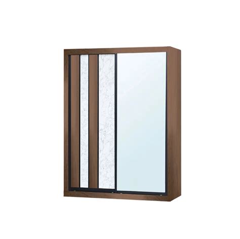 ZIENNA Sliding Door Wardrobe – Mirror & Wood Look – Td Furniture