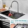 Mwidciew Smart Kitchen Sink Gunmetal Gray Stainless Steel Waterfall