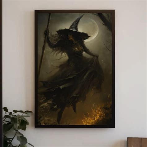 Witch Gothic Halloween Canvas Painting, Framed Print, Perfect for ...