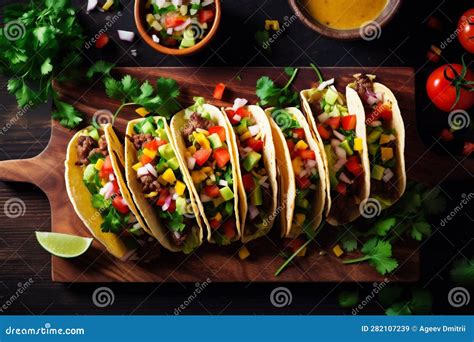 Fresh Chili Taco Mexican Tomato Vegetable Meal Food Pepper Sauce Generative Ai Stock