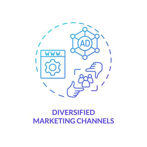 2D gradient diversified marketing channels icon, creative isolated
