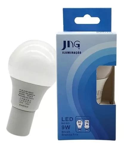 Kit de 5 bombillas LED de 9 W luz blanca fría 6500 K Bivolt E27 Jng