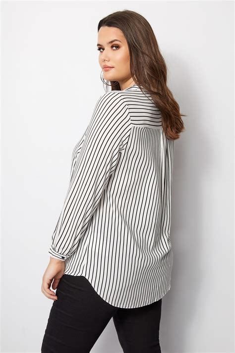 White And Black Stripe Blouse Plus Size 16 To 30