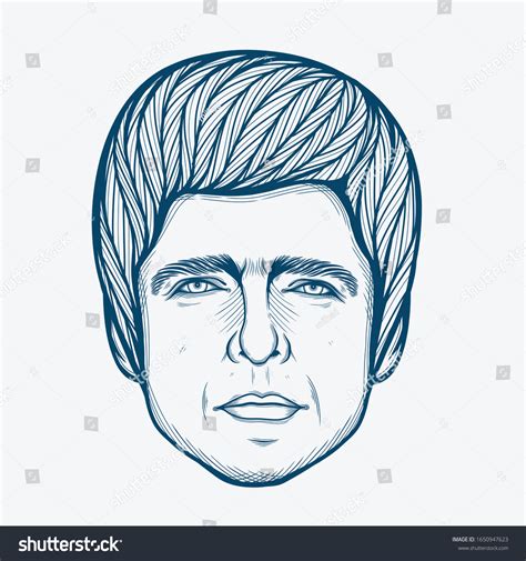 February2020 Line Art Portrait Noel Gallagher Stock Vector Royalty