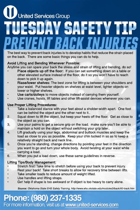 This Weeks Tuesday Safety Tip Is About Preventing Back Injuries In The