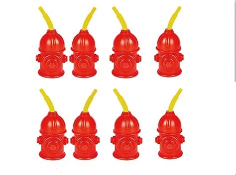 Buy Fun Express Straw Fire Hydrant Cups With Lids Pack Of 8