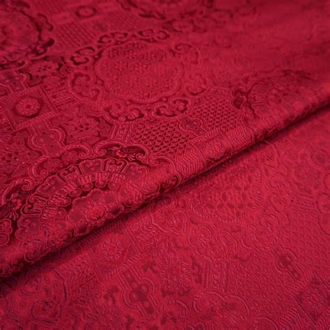 Tissu Damassé Jacquard Teint Rouge Pour Manteau Rideau Nappe De