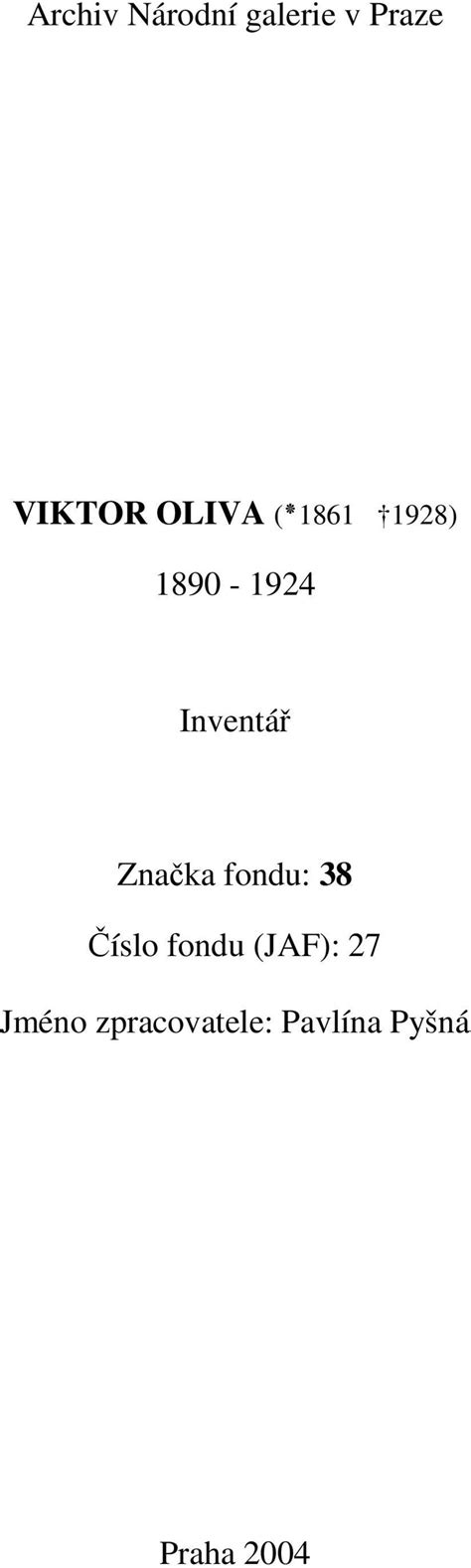 Archiv Národní Galerie V Praze Pdf Stažení Zdarma