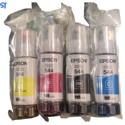 Kit Refil De Tinta 4 Cores Epson 544 Preto Amarelo Cyan Magenta