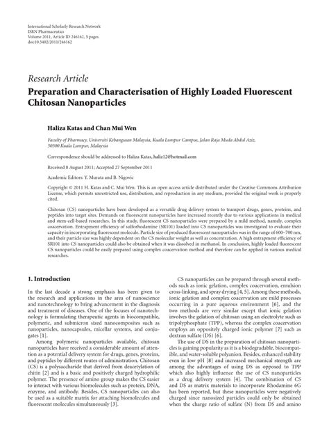 Pdf Preparation And Characterisation Of Highly Loaded Fluorescent