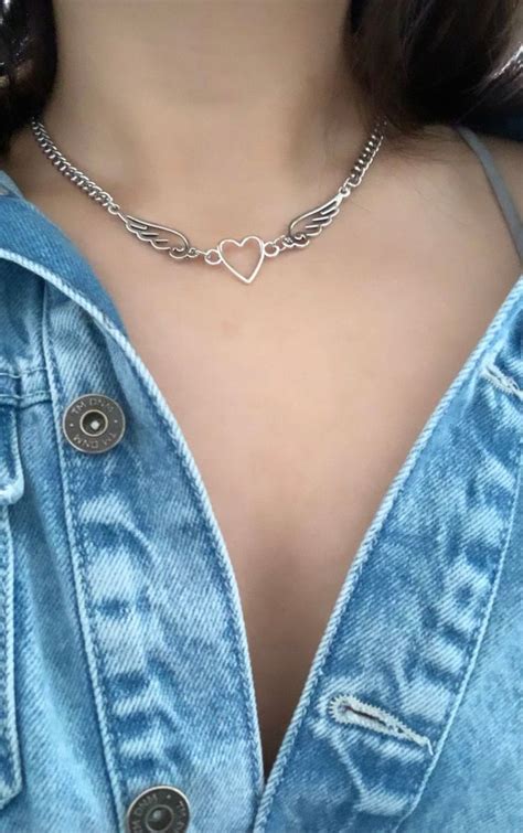 Angel Choker Heart Angel Wings Choker Y2k Aesthetic Choker Egirl