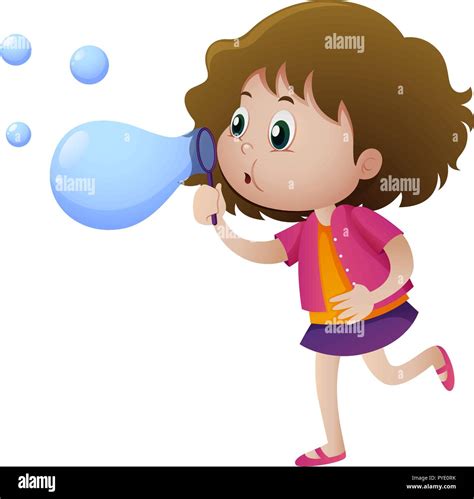 Niña soplando burbujas ilustración Imagen Vector de stock Alamy