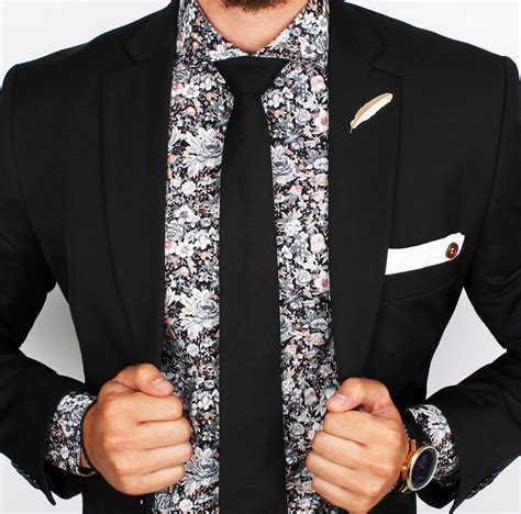 Floral W Black Floral Suit Men Mens Fashion Smart Floral Design Shirts