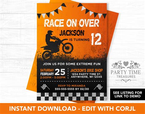 Dirt Bike Invitation Dirt Bike Party Dirt Bike Birthday Etsy