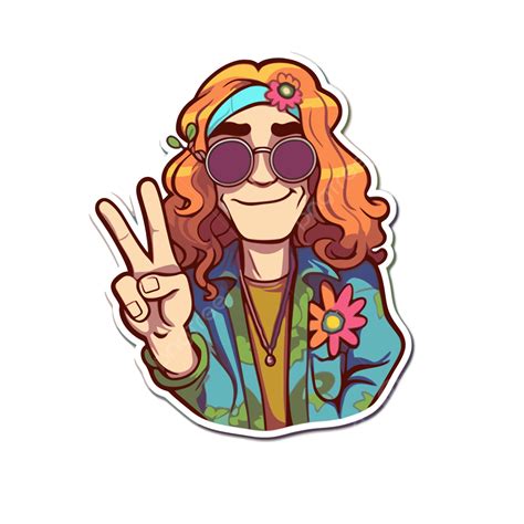 Hippie Girl Stickers Vector Clipart Hippy Hippy Clipart Cartoon