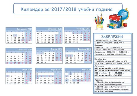 МНОГОЗНАЙКОВЦИ: КАЛЕНДАР ЗА УЧЕБНАТА 2017/2018 ГОДИНА