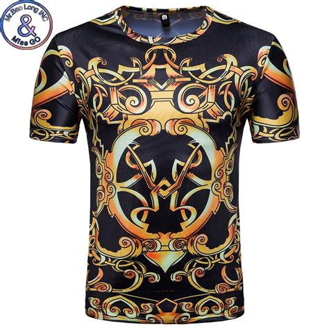 Fashion 3d Baroque Style Print Tshirt Men 2018 Brand New Summer Short