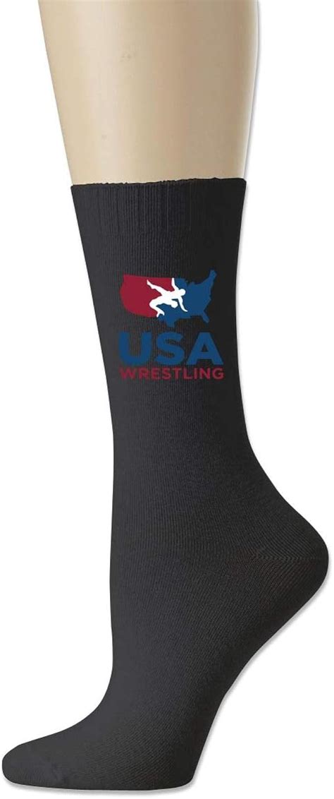 Usa Wrestling Unisex Adult Sport Cotton Casual Crew Knit Socks Crew Socks All Season Black