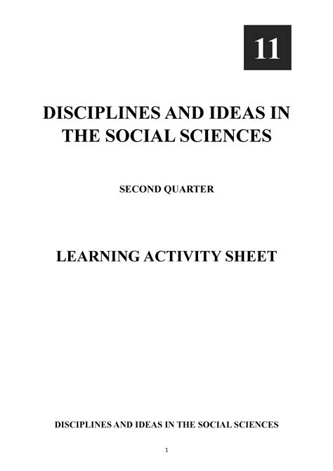 LAS DISS Learning Activity Sheet In Disciplines And Ideas In The