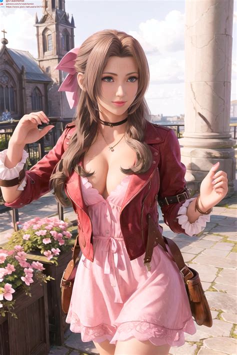 Rule 34 Aerith Gainsborough Ai Generated Brown Hair Cleavage Final Fantasy Final Fantasy Vii