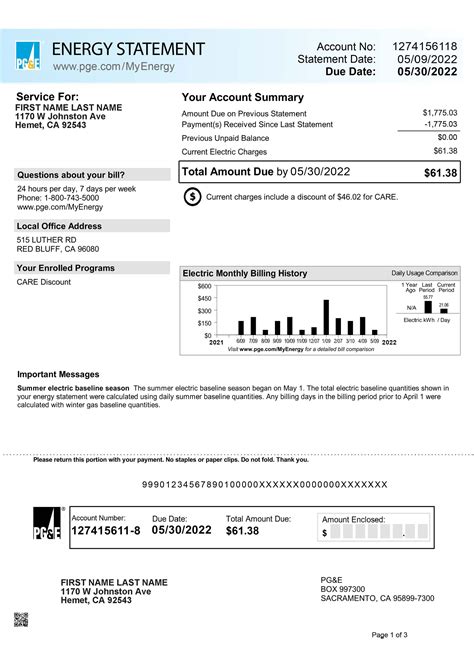 Pge Bill Template Fake Utility Bills