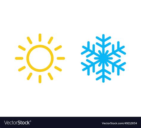 Hot Sun And Cold Snowflake Icon Royalty Free Vector Image