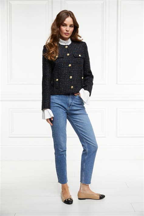 Chelsea Jacket Black Rainbow Sparkle Tweed Holland Cooper