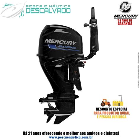 Motor De Popa Mercury 4 Tempos 60HP ELPT EFI CT SEAPRO Pesca E