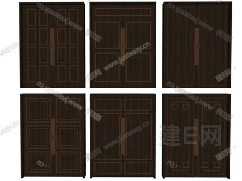 新中式双开门模型su模型下载 Id110316702 建e室内设计网