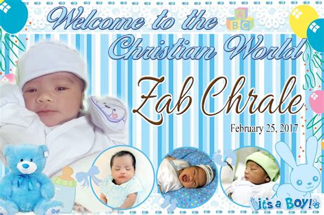 Blue Bear Tarpaulin Template for Christening - Get Layout