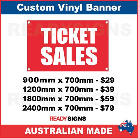 Ticket Sales Custom Vinyl Banner Sign Australian Made Property Signs