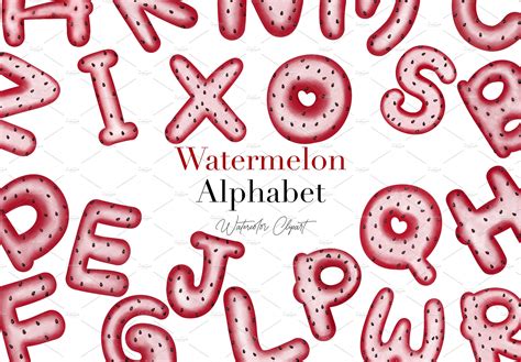 Watermelon Alphabet Clipart Seasonal Illustrations ~ Creative Market