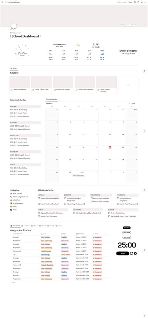 Minimal Neutral Aesthetic Academic Notion Dashboard Template Sereen