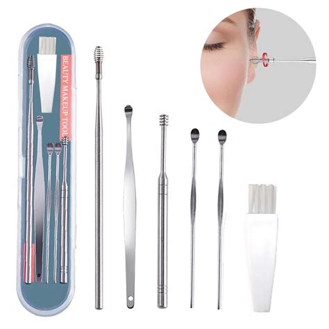 6pcs Set Ear Wax Pickers Stainless Steel Earpick Wax Remover Curette