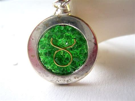 Taurus Necklace Zodiac Necklace Astrological Jewelry May Birthstone Emerald Birthstone