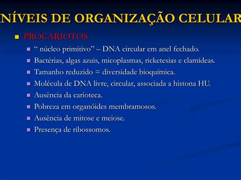 Níveis De Organização Celular - PPT - NÍVEIS DE ORGANIZAÇÃO CELULAR PowerPoint Presentation, free ...