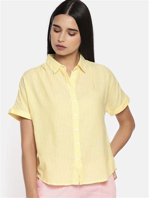Buy Denizen From Levis Women Yellow And White Regular Fit Striped Casual