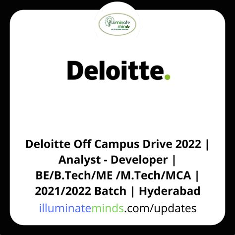 Deloitte Off Campus Drive 2022 Analyst Developer BE B Tech ME M