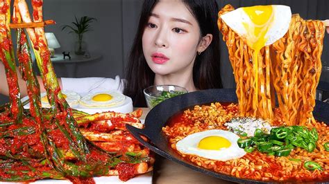 Asmr Mukbang 대파김치 만든 날 ☆ 돌아온 땡초 불닭볶음탕면 매운대파김치🔥 라죽 먹방 Spicy Buldak