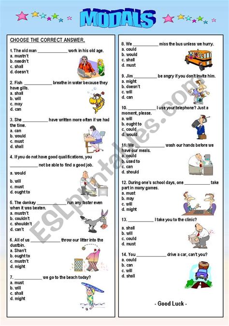 Modals Esl Worksheet By Ayrin