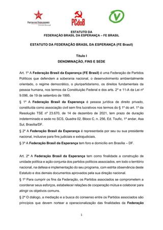 Estatuto Federação Brasil da Esperança PDF