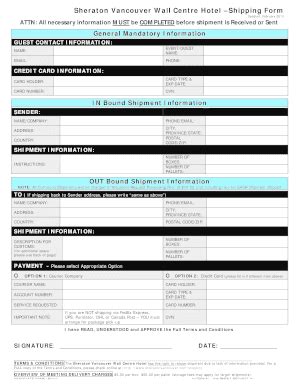 Fillable Online Citap Sheraton Vancouver Wall Centre Inbound And