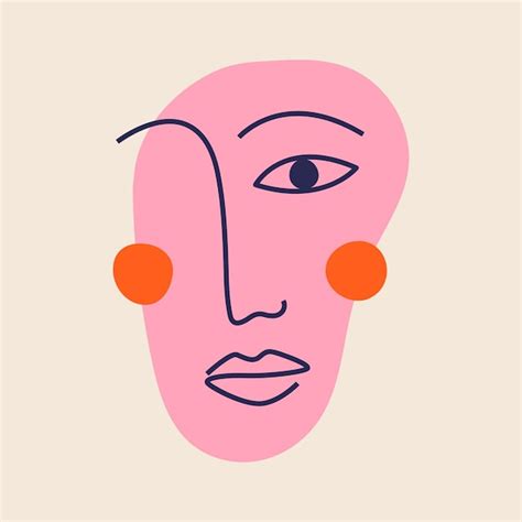 Visage De Dessin Au Trait Abstrait Femme Avec Un œil Silhouette