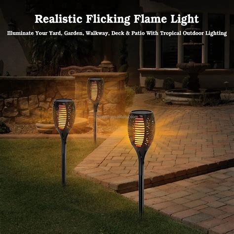 Led Flame Effect Fire Light Solar Flickering Flame Lamp Simulated