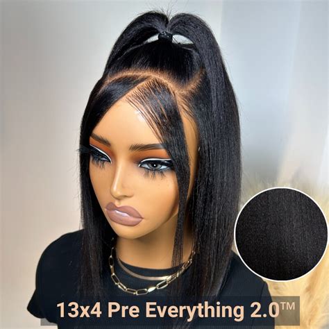 Nadula Bye Bye Knots Wig 2 0™ 7x5 And 13x4 Light Yaki Bob And Yaki Straight Put On And Go Wig