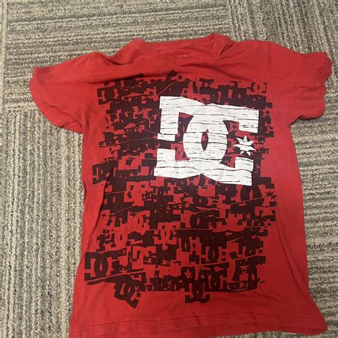 Small Red Dc Shirt Y2k Depop
