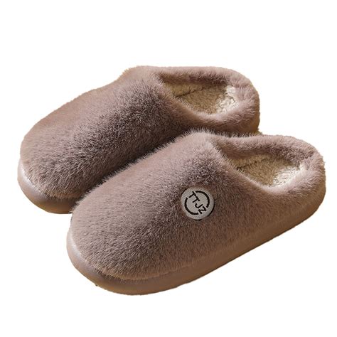 Lovskoo Fuzzy Slippers For Women Cozy Curly Flat Slide Slippers